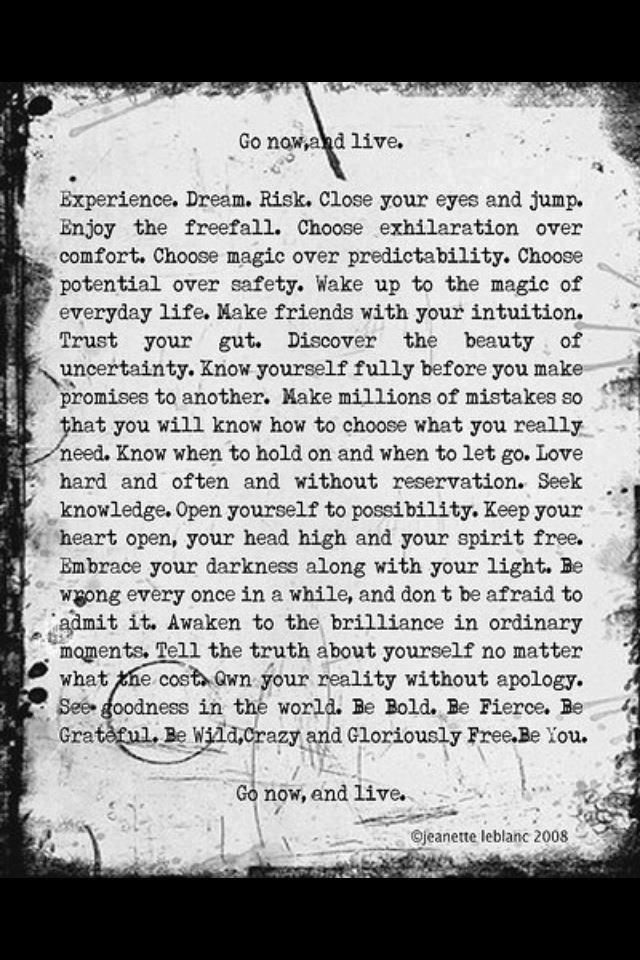 Go now and live.